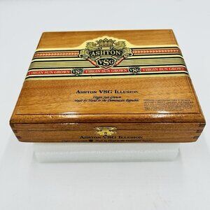 Ashton VSG Illusion Virgin Sun Grown Empty Wooden Cigar Box 8.5" x 7" x 2"